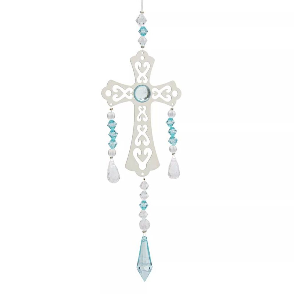 Sunflower Garden Birthstone Cross Suncatcher, March